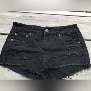 American Eagle Outfitters Black Distressed Jean Shorts
